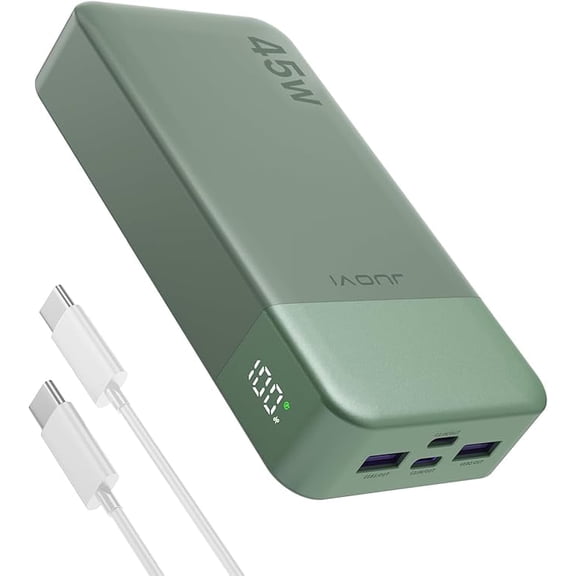 JUOVI Power Bank 20000mah 45W PD Charging Portable External Battery Backup For Laptop（Green）