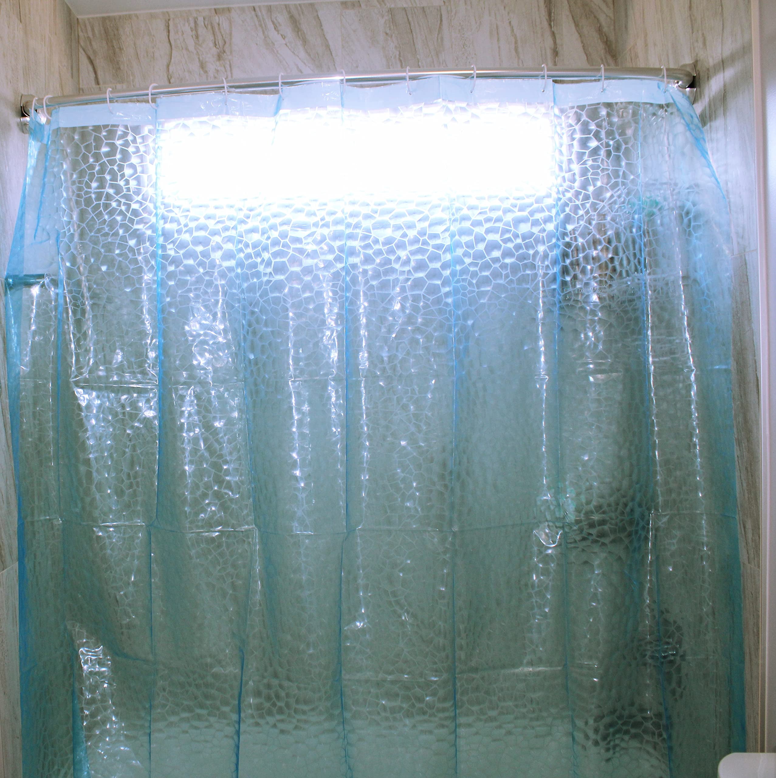 JUPA Place Clear Blue Pebbles Shower Curtain Liner Waterproof & QuickDrying PEVA Plastic