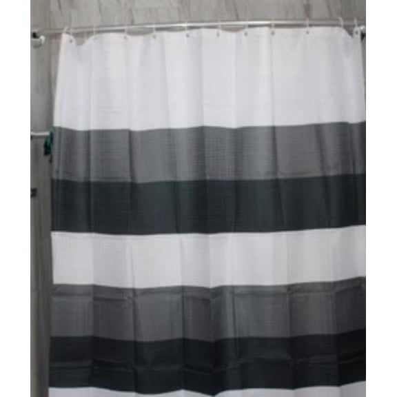 JUPA Place Modern Stripe Shower Curtains - Black & White Shower Curtain for Bathroom - Lightweight Eco-Friendly Bathtub Curtain