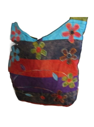 Happy flowers razor cut hippie patchwork sling crossbody boho handbag bohemian purse shop