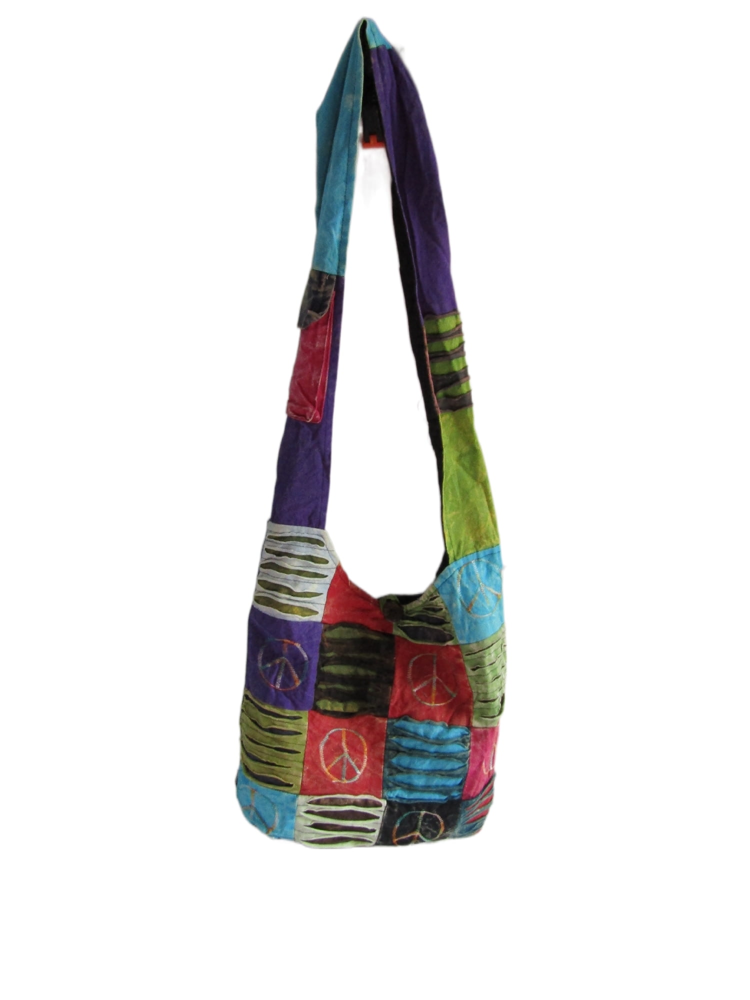 JUPA Place Patchwork Shoulder Crossbody Hippie Bag - Colorful Cotton Messenger Sling Bohemian Handbag - Shoulder Beach Bag Bohemian Purse