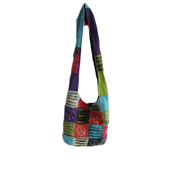 JUPA Place Patchwork Shoulder Crossbody Hippie Bag - Colorful Cotton Messenger Sling Bohemian Handbag - Shoulder Beach Bag Bohemian Purse