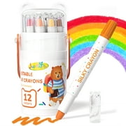 JUPITEARTH 12-Color Crayons, Non-Toxic Washable Crayons, Ultra-Silky Easy-Grip Art Supplies, Ideal Coloring Gift