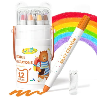 JUPITEARTH 12-Color Crayons, Non-Toxic Washable Crayons, Ultra-Silky Easy-Grip Art Supplies, Ideal Coloring Gift