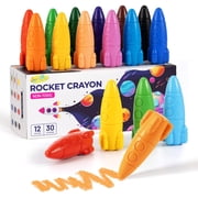 Jupitearth 12 Ct Non-Toxic Washable Rocket Crayons for,Easy-to-Hold Gifts & Mess-Free Art Supplies for Little Hands