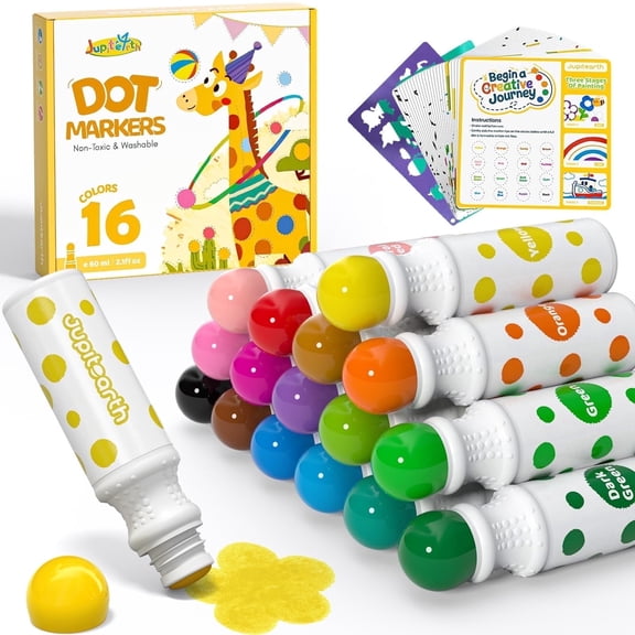 Jupitearth 42Pcs Arts Crafts & Sewing,Art Supplies,Art Markers & Pens,Washable Dot Markers for Toddlers 1-3 Game Markers for Kid