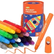 JUPITEARTH 18Ct Twist&Non-Toxic Crayons for Toddlers 1-3,4-8, Storage Bucket Ultra-Silky and Easy to Hold Art Supplies,Ideal Gift for Boys and Girls