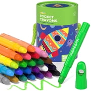 JUPITEARTH 24Ct Twist&Non-Toxic Crayons for Toddlers 1-3,4-8, Storage Bucket Ultra-Silky and Easy to Hold Art Supplies,Ideal Gift for Boys and Girls