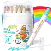Jupitearth 36Ct Non-Toxic Washable,Silky Crayons for toddlers1-3,Kids 4-8,Back to School Art Supplies