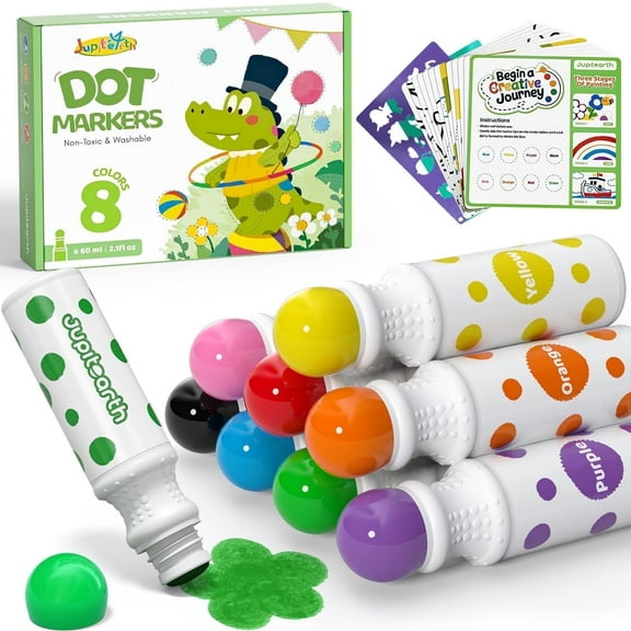Jupitearth 22Pcs Arts Crafts & Sewing,Art Supplies,Art Markers & Pens,Washable Dot Markers for Toddlers 1-3 Game Markers for Kid