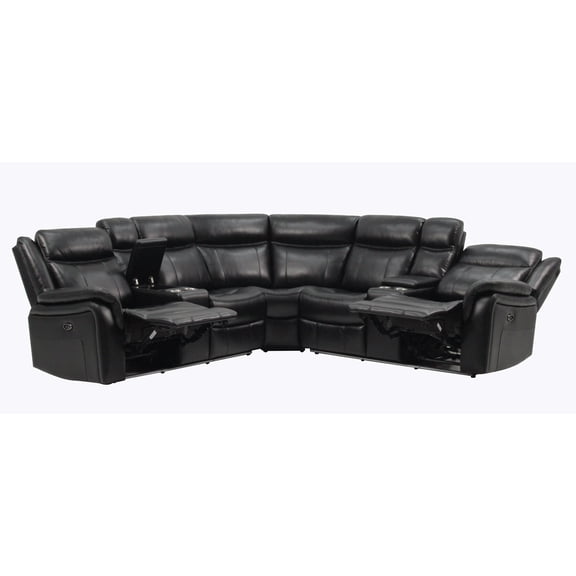 JUPITER BLACK LEATHER SECTIONAL
