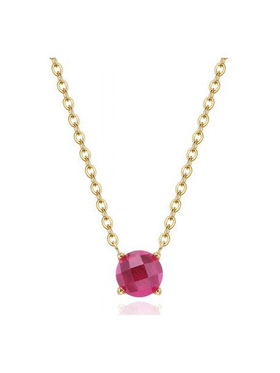 Natural Red Corundum Necklace 14K Gold Plated, Fashion Jewelry