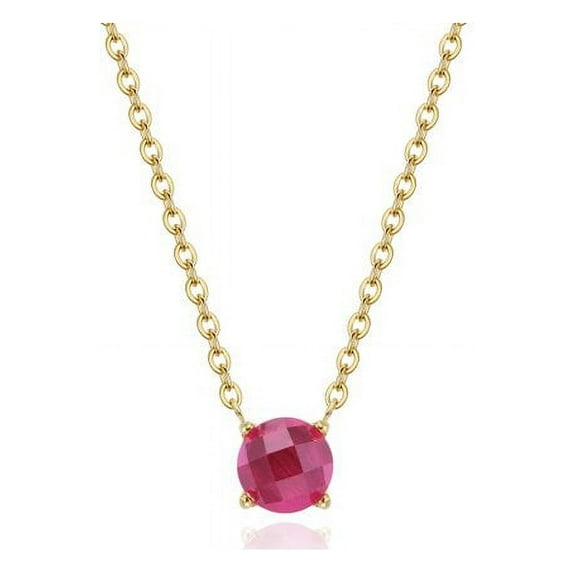 JUPITER Natural Red Corundum Necklace 14K Gold Plated, Fashion Jewelry