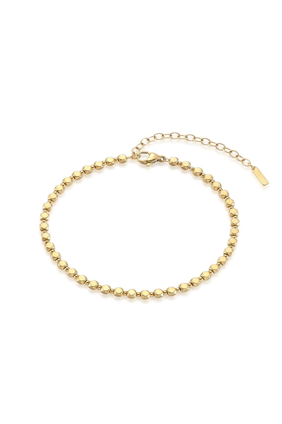 Square Bead Bracelet, 14K Gold Plated Cube Bead Chain Bracelet Creative Handmade Bracelet for Women, Cube Bead Bracelet for Valentine's Day, Mother's Day, Birthday Jewelry Gifts