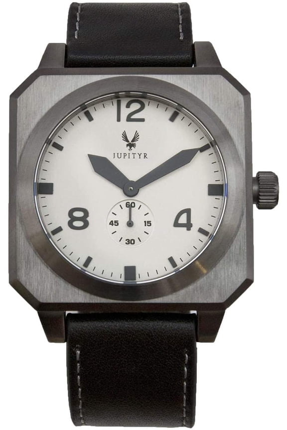 Men's Ganymede Leather Wrist Watch | Gunmetal Silver Analog Dial