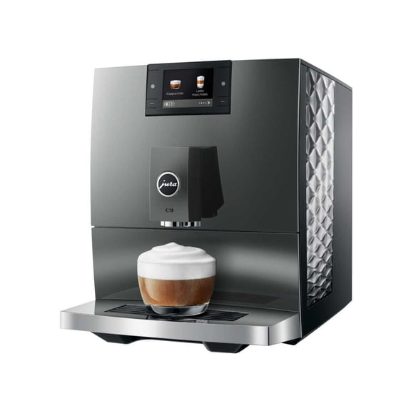 JURA C9 Automatic Coffee Espresso Machine with 17 Specialties, Professional Aroma Grinder and Milk Frother (Piano Inox)