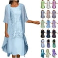 thumbnail image 1 of JURANMO 2 Pieces Mother of The Bride Dresses with Jackets Plus Size Outfits Tea Length Mother of The Groom Dress Laces Appliques Evening Dresses Pink XXXXXL Sales for Today on Walmart, 1 of 7