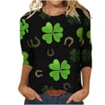 thumbnail image 1 of JURANMO 2024 Womens 3/4 Sleeve Tshirt Lucky St Patricks Day Tees Shirt Shamrock Irish Tops Regular Fit Casual Graphic Tshirts, 1 of 4