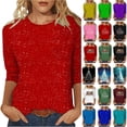 thumbnail image 1 of JURANMO Back To College Sale Womens 2024 Casual Xmas Tree Graphic Tees Tops Christmas Fashion 3/4 Sleeve Shirts Casual Crew Neck Cotton Pullover Blouse Holiday Outfits Multicolor M, 1 of 1