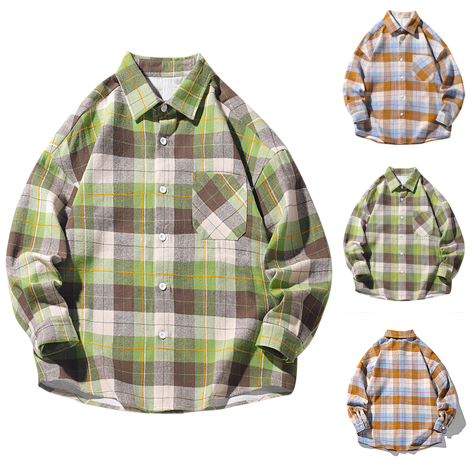 JURANMO Back To School Day Men's Long Sleeve Shirts Casual Loose Button Down Jacket Fashion