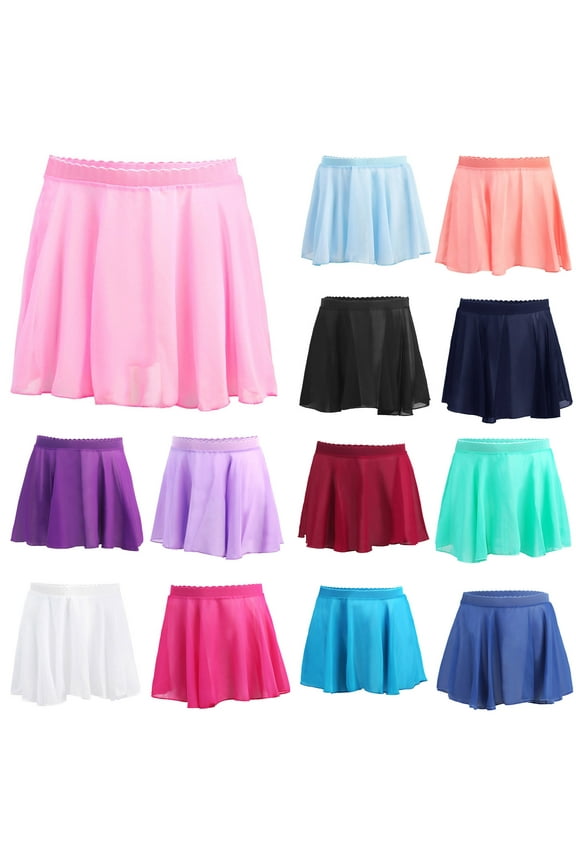 Ballet Skirts Girls Elastic Waist Pull On Dancewear Kids Chiffon Sheer Mini Skirt Loose Solid Sport Skirts Wine 15-16Years