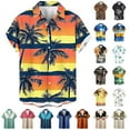 thumbnail image 1 of JURANMO Big and Tall Hawaiian Shirt for Men Funny Graphic Button Down Bowling Shirts Fashion Color Block Summer Beach Tops Wine S Clearance Sales Today Sales Prime, 1 of 6