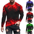 thumbnail image 1 of JURANMO Big and Tall Fashion Graphic Tees for Men Long Sleeve Tops Flame Print Crewneck Pullover T-shirt Green L, 1 of 6