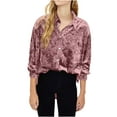thumbnail image 1 of JURANMO Blouses for Women Oversized Velvet Button Down Shirts,Women's Ladies 2024 Trendy Velours Solid Color Lapel Collar Tops Loose Casual T-Shirts Long Sleeve Blouses, 1 of 6