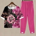 thumbnail image 1 of JURANMO Bohemian Sets for Women Plus Size Fashion Beach Summer 2 Piece Outfits Floral Print Elbow Sleeve Tops and Pants Matching Casual Set, 1 of 6