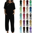 thumbnail image 1 of JURANMO Two Piece Sets for Women Summer Linen Short Sleeve Shirts Matching Tulips Hem Lounge Set Solid Casual Going Out Outfits White XXXXL Hoy Oferta Flash, 1 of 5