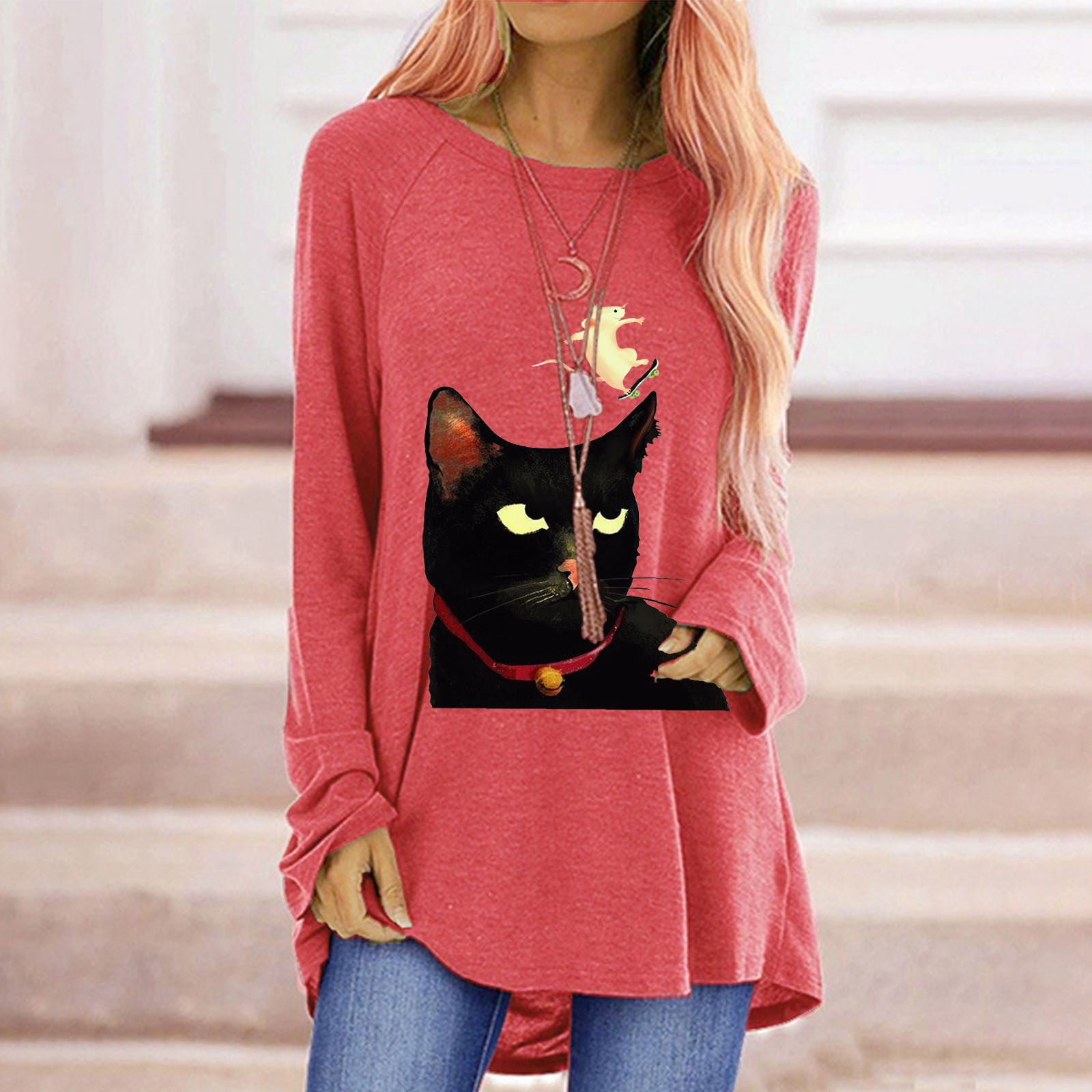 JURANMO Boho Tunic Tops for Women,Long Raglan Sleeve Sweatshirts to