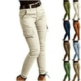 thumbnail image 1 of JURANMO Cargo Joggers for Women with Pockets Outdoor Athletic Hiking Pants Casual Low Waist Lounge Trousers Gym Solid Slim Fit Workout Pants Dark Blue S Deals Of The Day Clearance Prime, 1 of 6