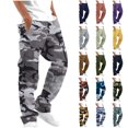 thumbnail image 1 of JURANMO Cargo Pants for Men Camo Print Elastic Waist Hiking Pants Casual Straight Fit Drawstring Jogging Pants with Pockets Purple M Sales Today, 1 of 8