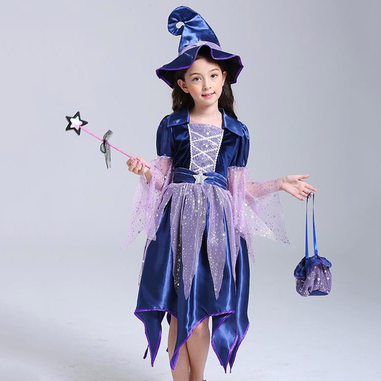 JURANMO Dress Up Witch Costume for Girls,4PC Dresses Sets 2024