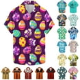 thumbnail image 1 of JURANMO Easter Eggs 3D Print Shirts for Men Casual Button Down Short Sleeve Blouse Summer Holiday Beach Tops White L Today's Sales of The Day, 1 of 6