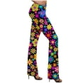 thumbnail image 1 of JURANMO Flare Pants for Women, Boho Hippie Pants Cute Floral Print Teen Girls Legging Yoga Pants Comfty High Waist Bell Bottom Pants Big Deal Days Black L, 1 of 2