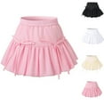 thumbnail image 1 of JURANMO Girls Cute Skirts Ruffle Hem Elastic Waist A Line Skirt Toddler Casual Summer Mini Skirts with Bow Beige 8 Years, 1 of 7
