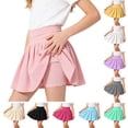 thumbnail image 1 of JURANMO Girls Skirt Casual Pleated Skirt Girl Mini Flare Ribbed Skorts High Waisted Solid Color Skirts with Base Layer Shorts Mint Green 120, 1 of 10