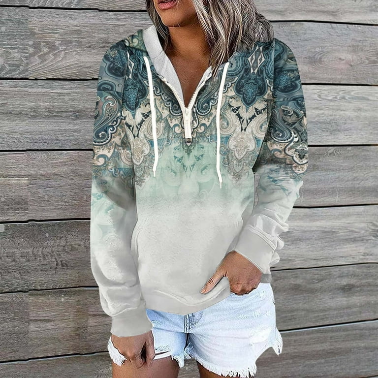 JURANMO Hooded Sweatshirt for Women Slim Vintage,Women's Retro Gradient  Graphic Printed Hoodies Long Sleeve Button Shirt Casual Tee Shirt Fall  Deals and Clearance Clothes for Women Tops Blouse