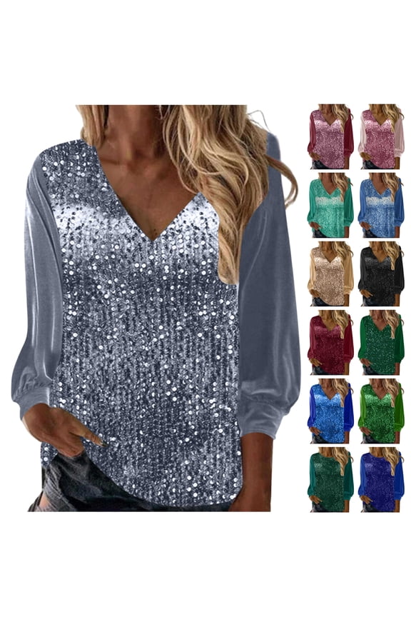 Ladies Sequin Shirts Plus Size Casual V Neck Long Sleeve Blouse Trendy Velet Sparkly Glitter Tunic Tees Shirt New Year Eve Outfits Wine M My Orders Placed By Me