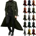 thumbnail image 1 of JURANMO Lightning Deals Today Men's Trench Coats Fashion Notch Lapel Business Casual Jacket Fall Winter Long Pea Coat Solid Color Windbreaker Overcoats Khaki XXL, 1 of 6