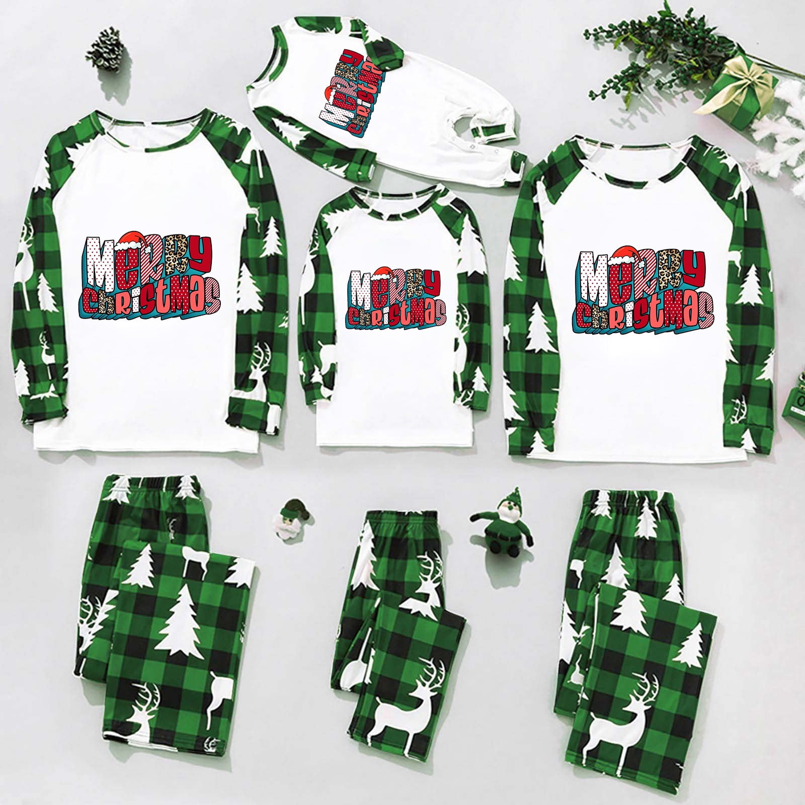 JURANMO Matching Family Pajamas Sets,2024 Winter Parentchild Warm Set