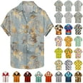 thumbnail image 1 of JURANMO Men's Fashion Casual Leaf Print Short Sleeve Shirt Summer Button Down Hawaiian Shirts Vacation Beach Tops Sales of The Day Clearance Purple XXXL, 1 of 6