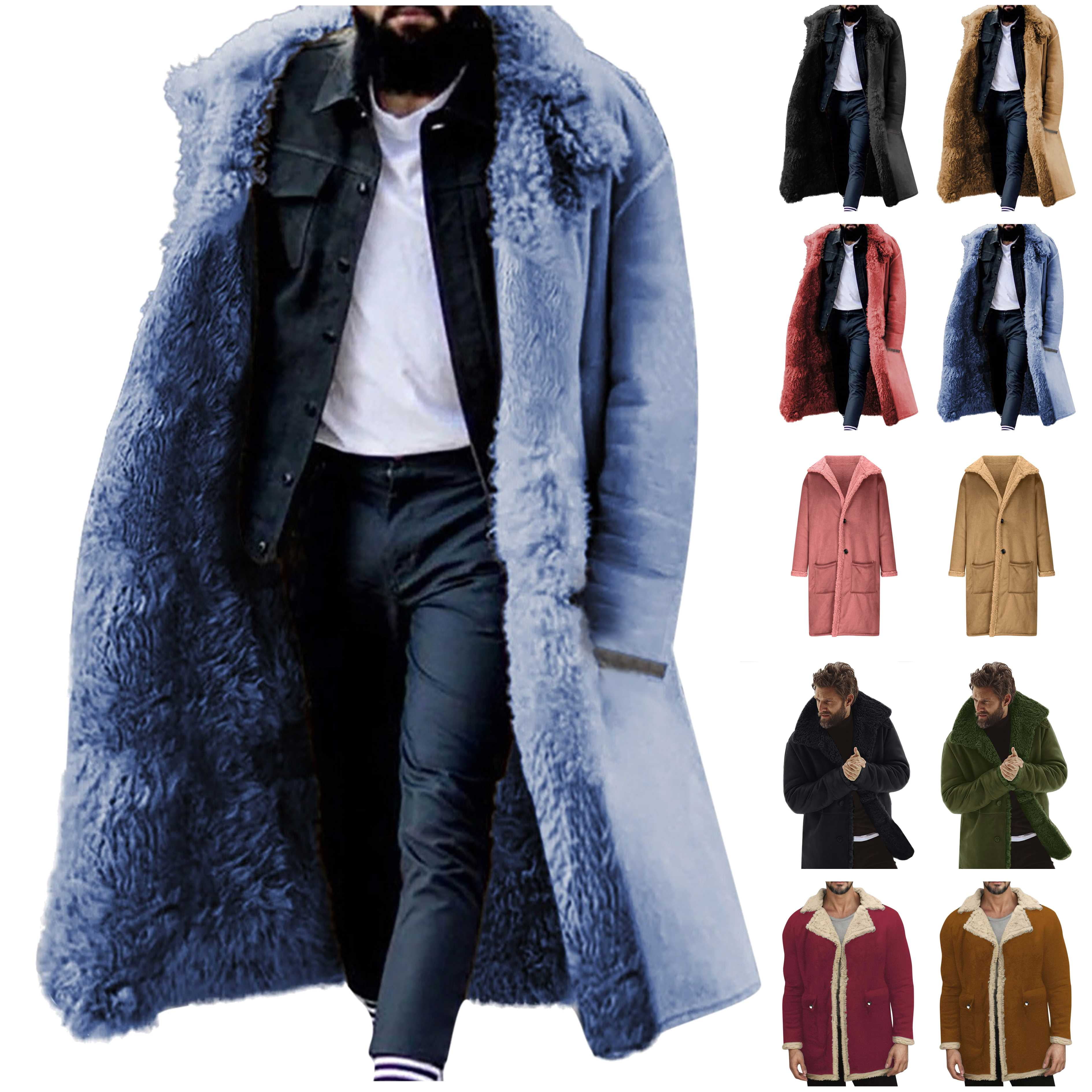 JURANMO Men's Shearling Leather Coat Sherpa Lined Sheepskin Jacket