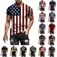 thumbnail image 1 of JURANMO Men's Summer Short Sleeve Tees Tops Fashion Eagle Graphic Print Patriotic Shirts Summer Casual Muscle Fit Blouses Multicolor XXXL Back to College Sale, 1 of 6