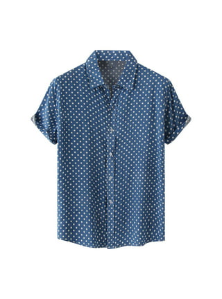 B91xZ Men's Dress Shirts with Pocket Stand-up Shirt Collar Short