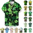 thumbnail image 1 of JURANMO Mens St Patricks Day Shirt Fashion Shamrock Printed Retro Bowling Shirts Short Sleeve Casual Button Down Holiday Shirts Green XXXXL Lightning Sales of Today, 1 of 6