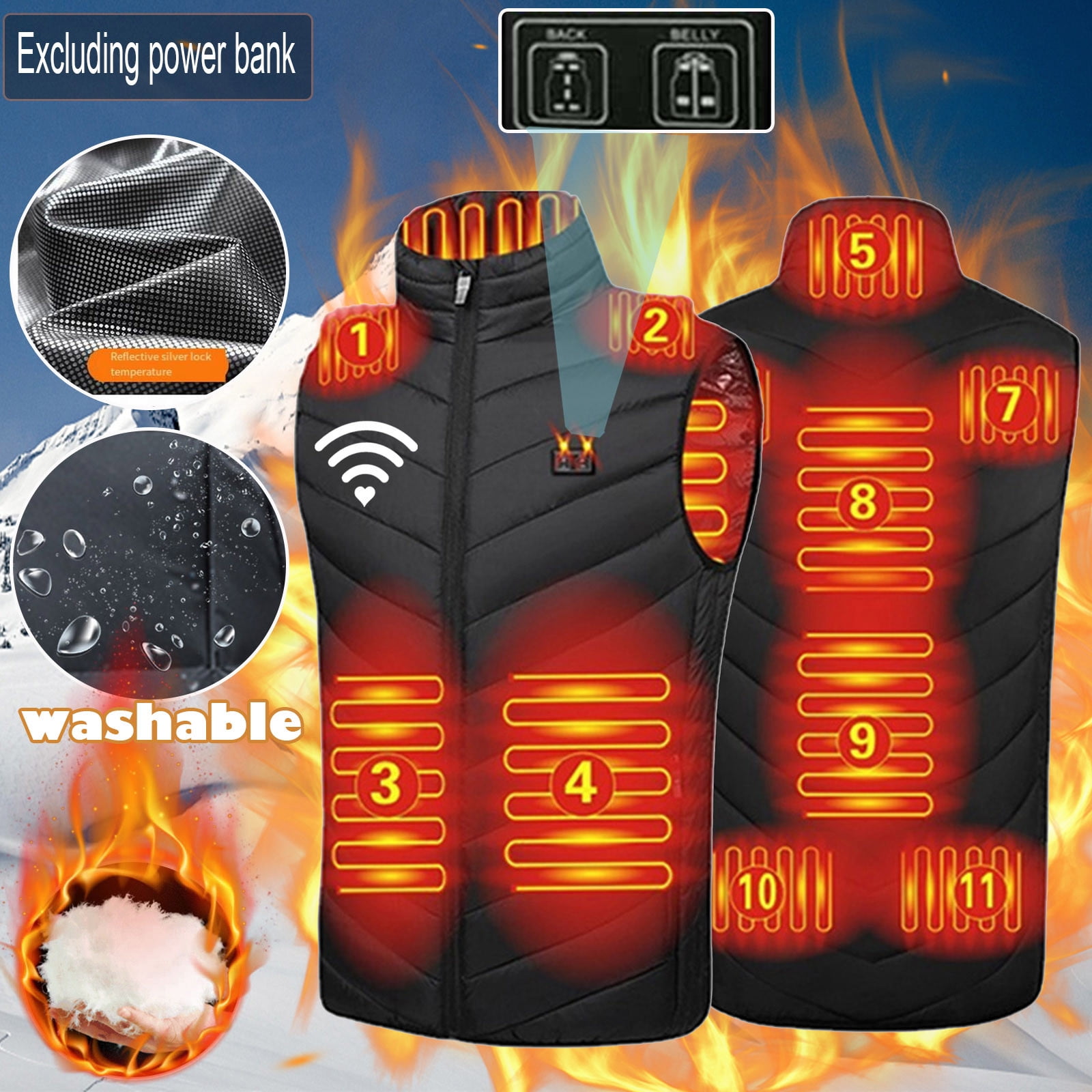 JURANMO New Unisex Heated Vest with Double Heating Levels, 11 Heating