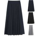 thumbnail image 1 of JURANMO Pleated Skirts for Teen Girl Elastic High Waist Cotton Maxi Skirt Solid Uniform Skirt Flowy Casual Long Skirts Black 13 Years, 1 of 4