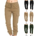 thumbnail image 1 of JURANMO Plus Size Elastic Waist Pocket Long Pants Hiking Pants Cargo Joggers Lightweight Athletic Workout Running Sweatpants for Women, 1 of 8